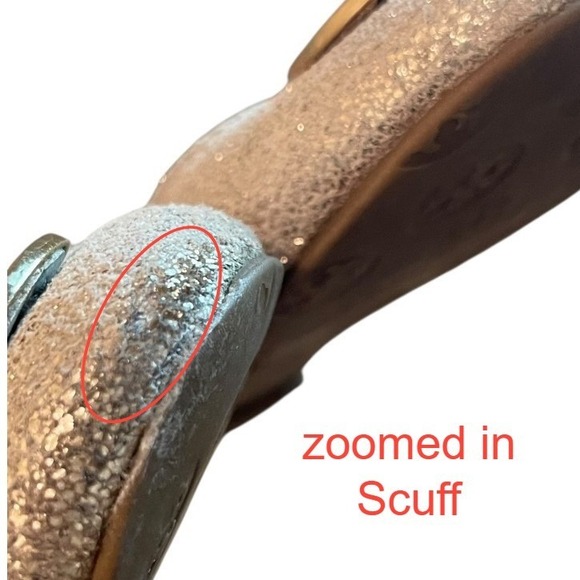 Tory Burch Reva Ballet Flats Metalli Gold Crackle Leather Logo Medallion Size 7M - Picture 11 of 12